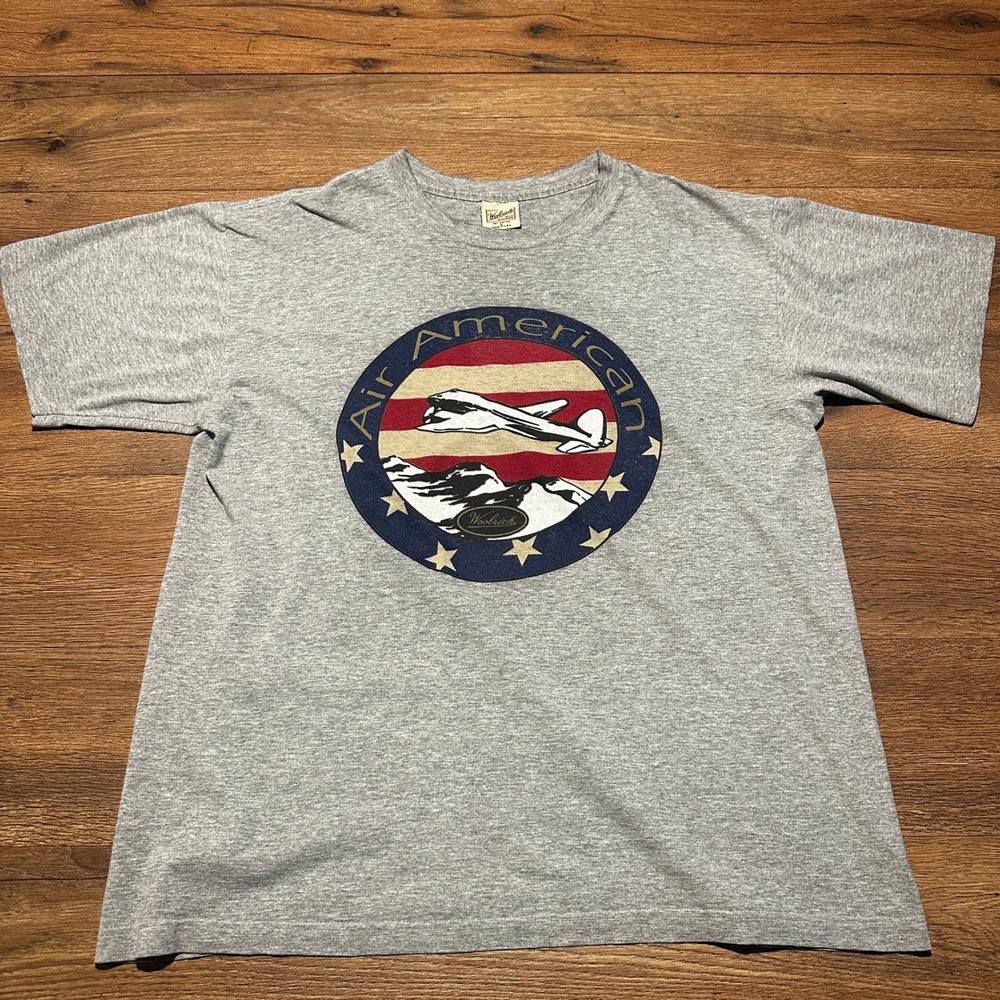 Vintage Woolrich Gray Air American Graphic T-Shirt‎ Mens XL